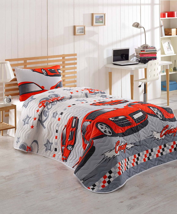 L'essentiel linge de maison Juego de colcha acolchada individual Crazy - Red L'essentiel linge de maison Juego de colcha acolchada individual Crazy - Red
